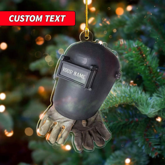 Personalized Welder Helmet Christmas Ornament, Custom Name Welder Ironworker Ornament ON0949