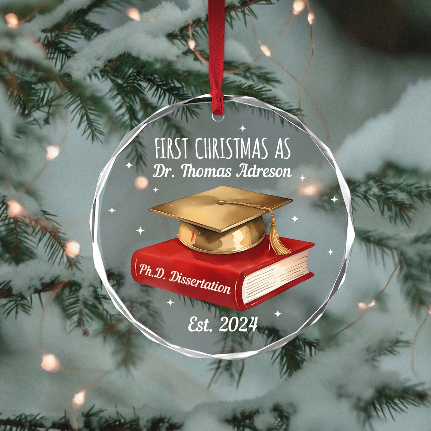 Personalized First Christmas As Dr PhD 2024 Ornament, Custom Name Doctorate Ornament ON0897