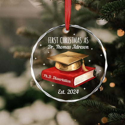 Personalized First Christmas As Dr PhD 2024 Ornament, Custom Name Doctorate Ornament ON0897