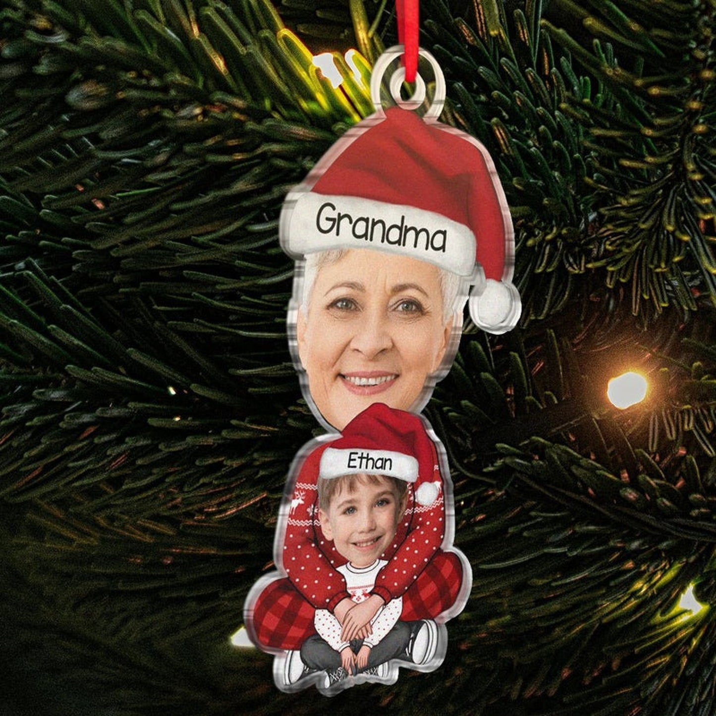 Custom Photo Grandma & Grandkid Christmas Ornament, Personalized Family Christmas Ornament 2024 ON0952