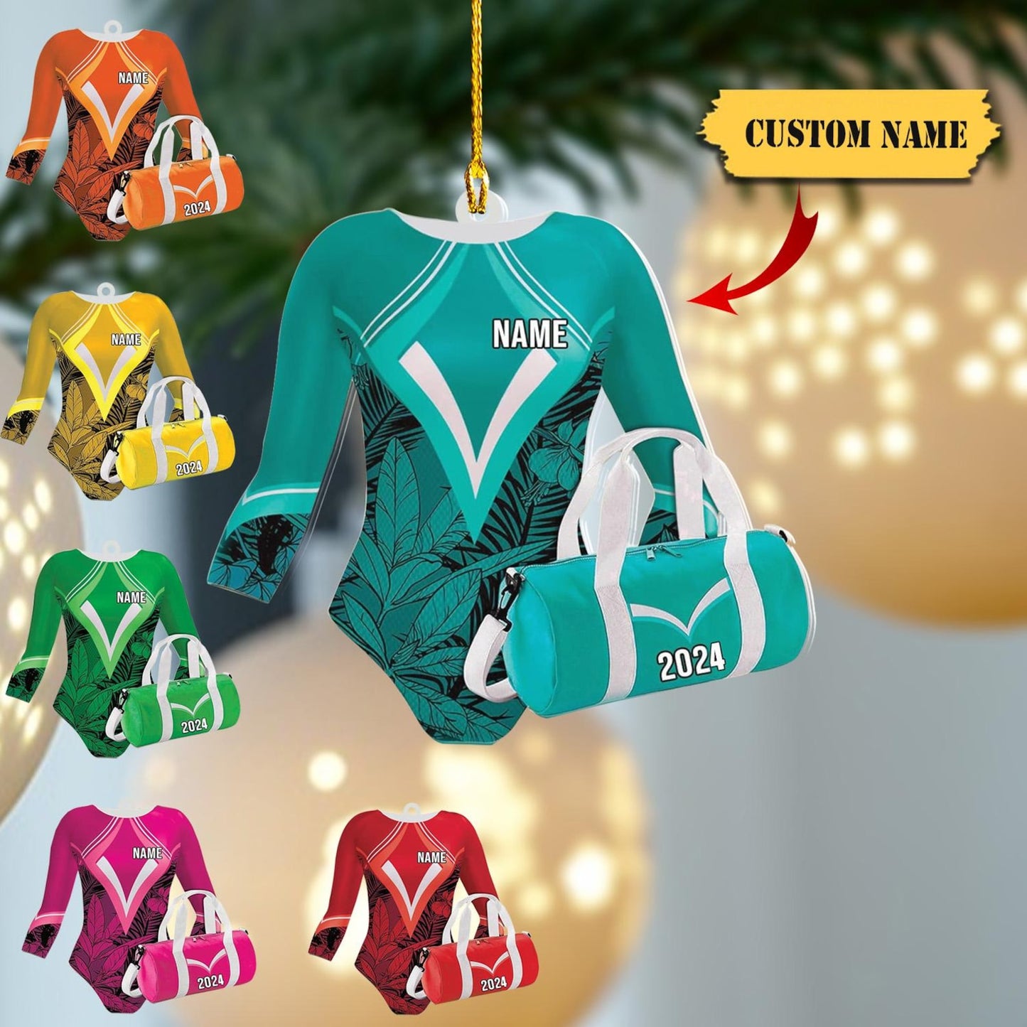 Personalized Gymnastics Uniform Ornament, Custom Name Gym Lovers Ornament ON1385