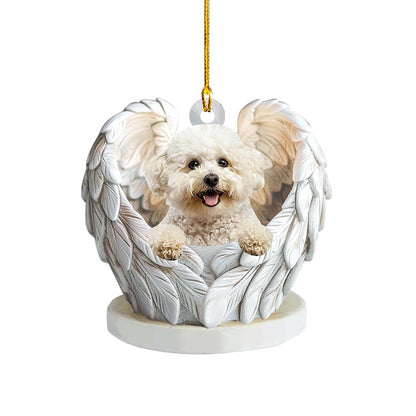 Bichon Frise Dog Angel Wings Ornament, Bichon Frise Dog Lover Christmas Ornament ON1285