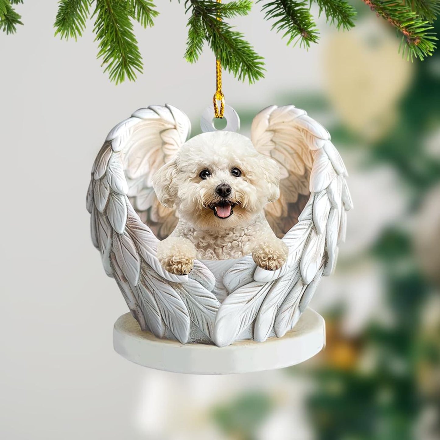 Bichon Frise Dog Angel Wings Ornament, Bichon Frise Dog Lover Christmas Ornament ON1285