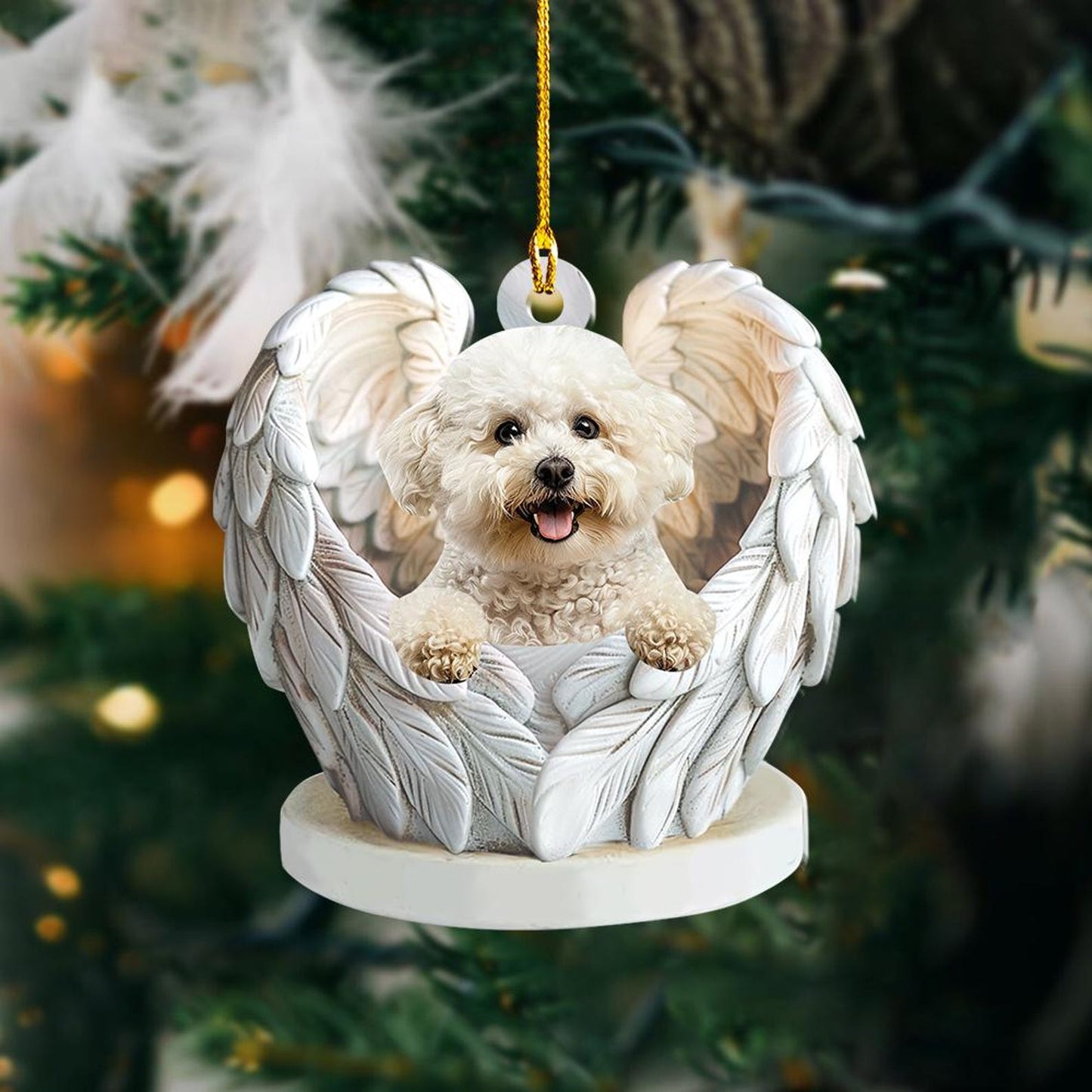 Bichon Frise Dog Angel Wings Ornament, Bichon Frise Dog Lover Christmas Ornament ON1285