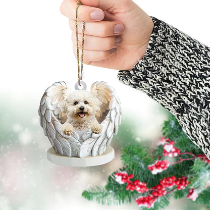 Bichon Frise Dog Angel Wings Ornament, Bichon Frise Dog Lover Christmas Ornament ON1285