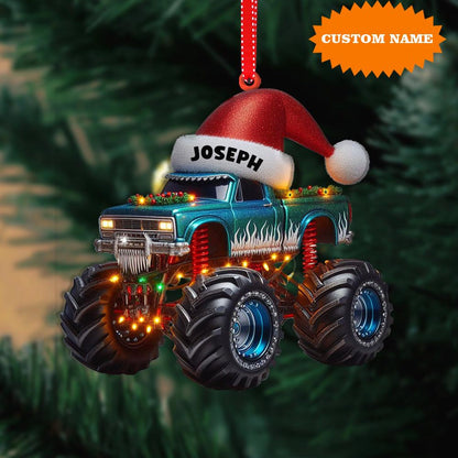 Personalized Monster Truck Christmas Ornament, Custom Name Trucker Ornament ON1331