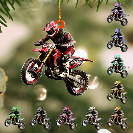 Personalized Dirt Bike Player Ornament, Custom Name Racing Lover Rider Ornament ON1684