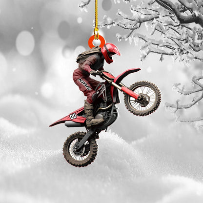 Personalized Dirt Bike Ornament, Custom Name Racing Lover Rider Ornament ON1153