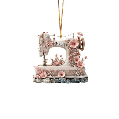 Personalized Vintage Sewing Machine Christmas Ornament, Custom Name Sewing Ornament ON1237