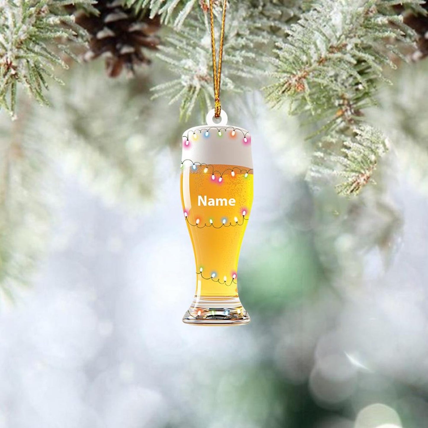 Personalized Beer Light Christmas Ornament, Custom Name Beer Lover Ornament ON1272