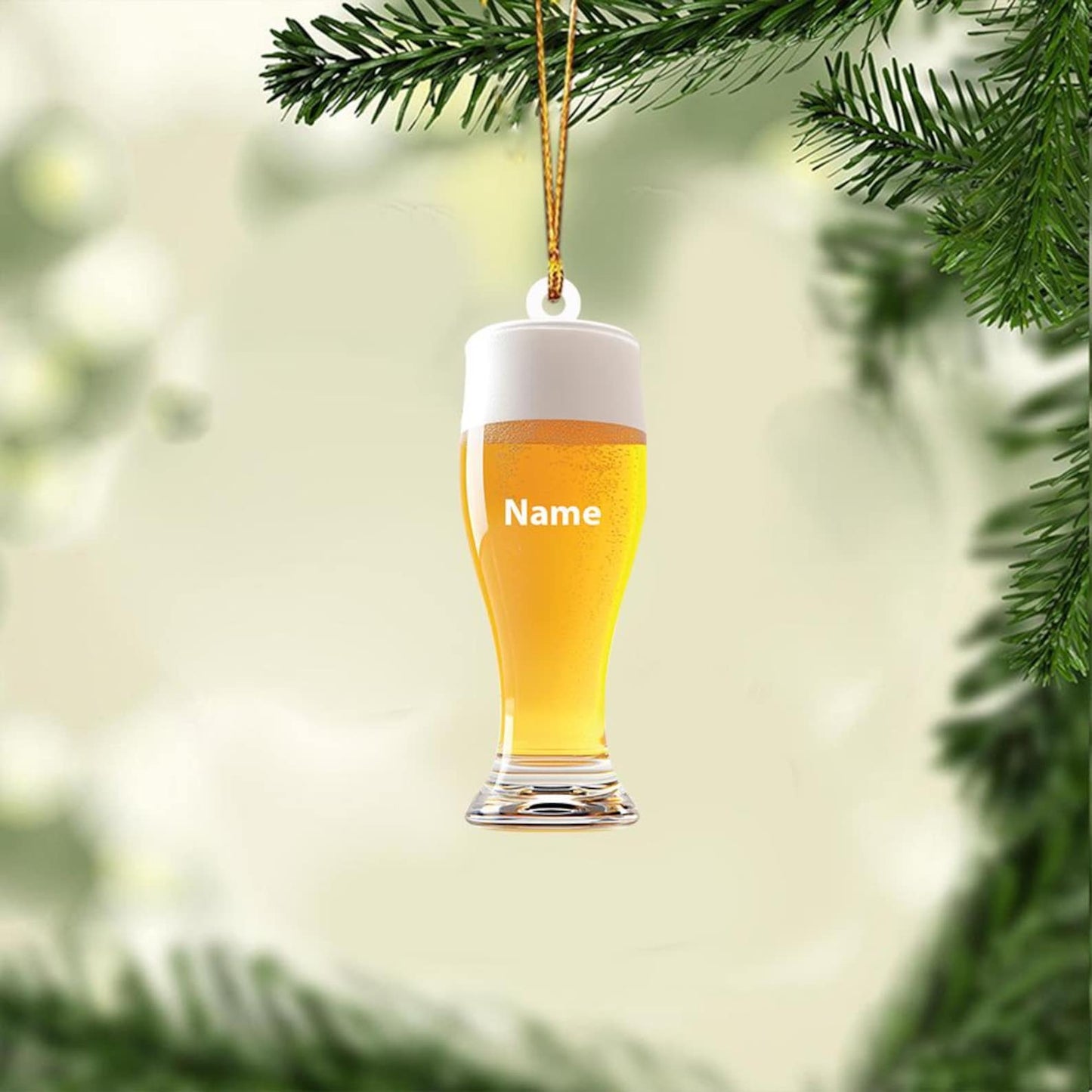 Personalized Beer Light Christmas Ornament, Custom Name Beer Lover Ornament ON1272