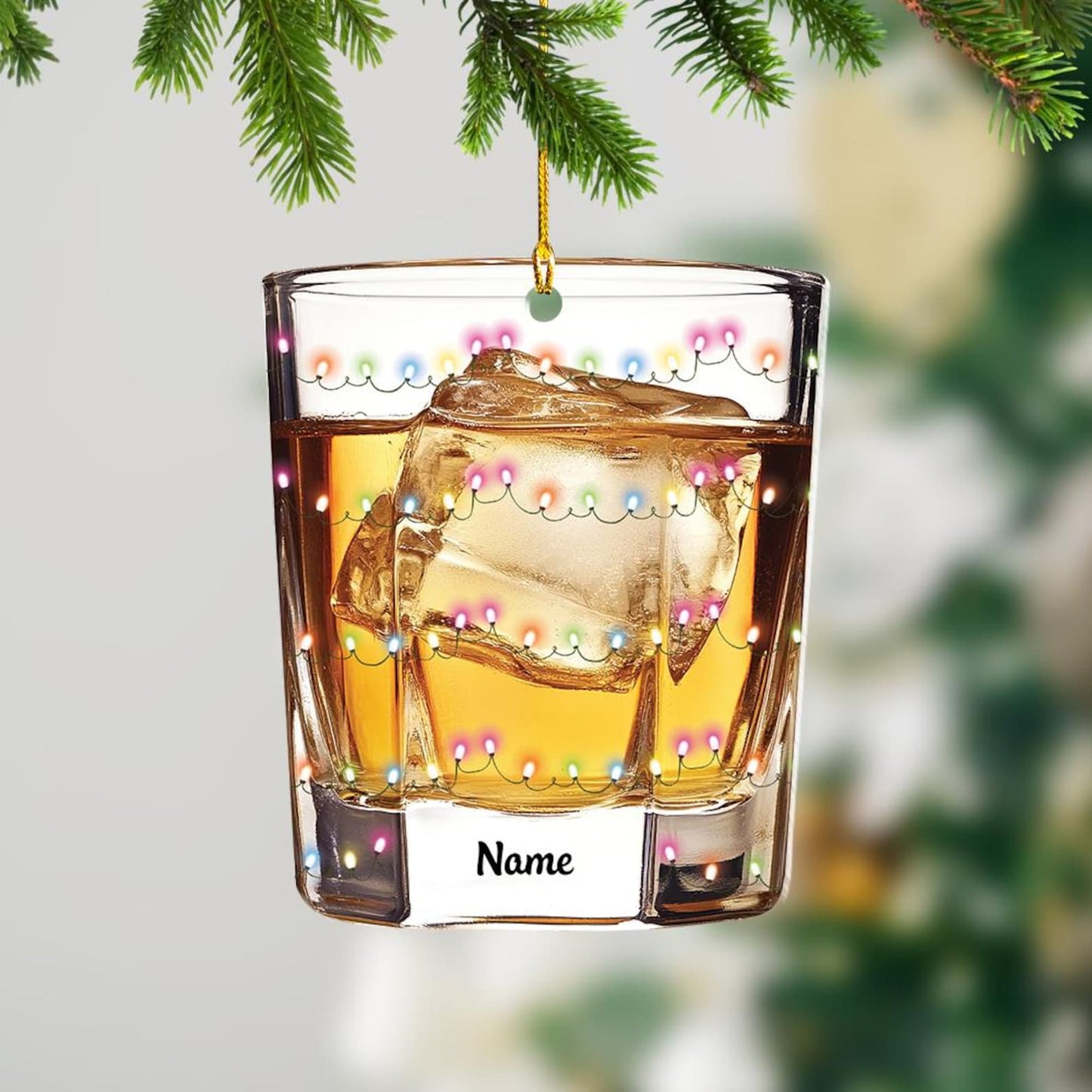 Personalized Bourbon Christmas Light Ornament, Custom Name Drink Lovers Ornament ON1310