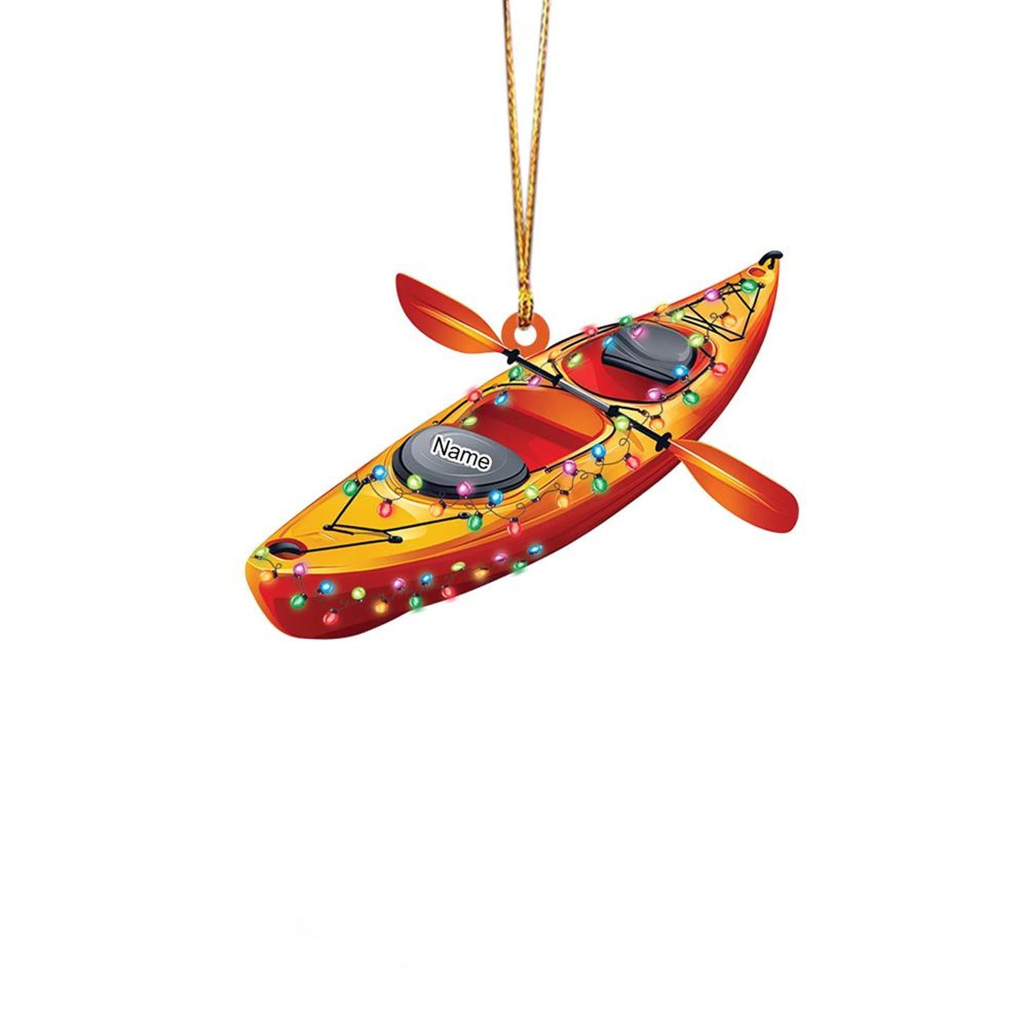 Personalized Kayak Christmas Light Ornament, Custom Name Kayaker Ornament ON1305