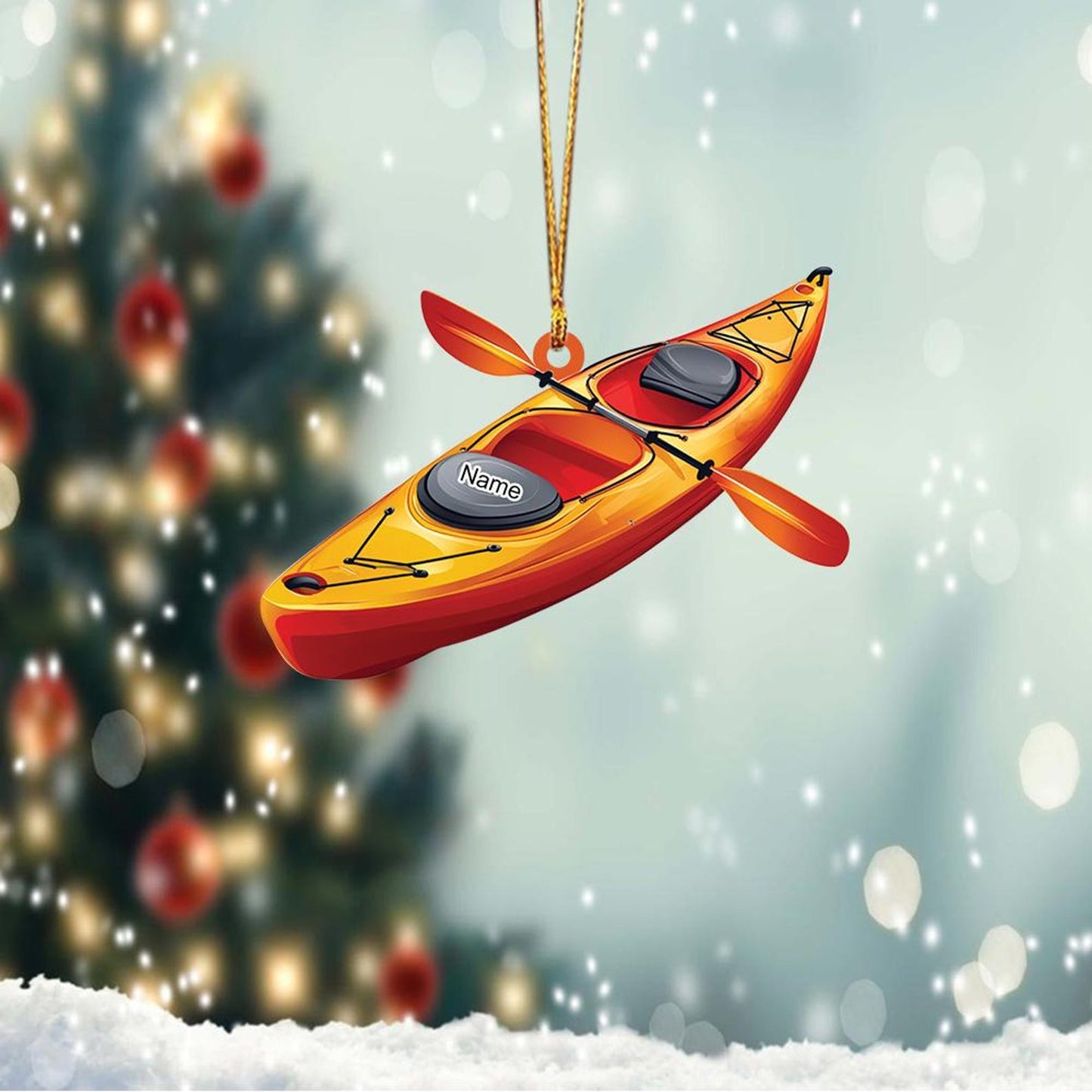 Personalized Kayak Christmas Light Ornament, Custom Name Kayaker Ornament ON1305