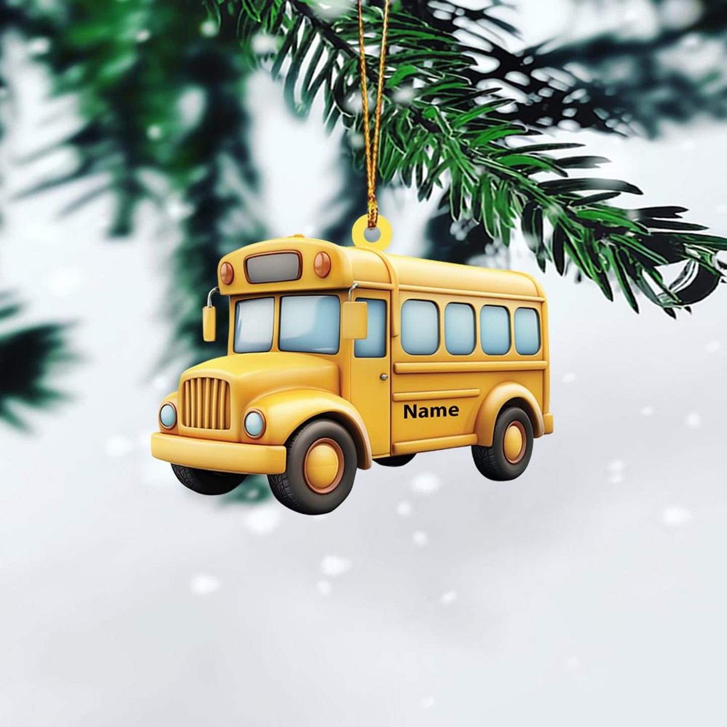 Personalized School Bus Light Christmas Ornament, Custom Name Bus Driver Ornament ON1284