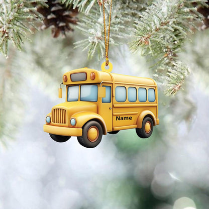 Personalized School Bus Light Christmas Ornament, Custom Name Bus Driver Ornament ON1284