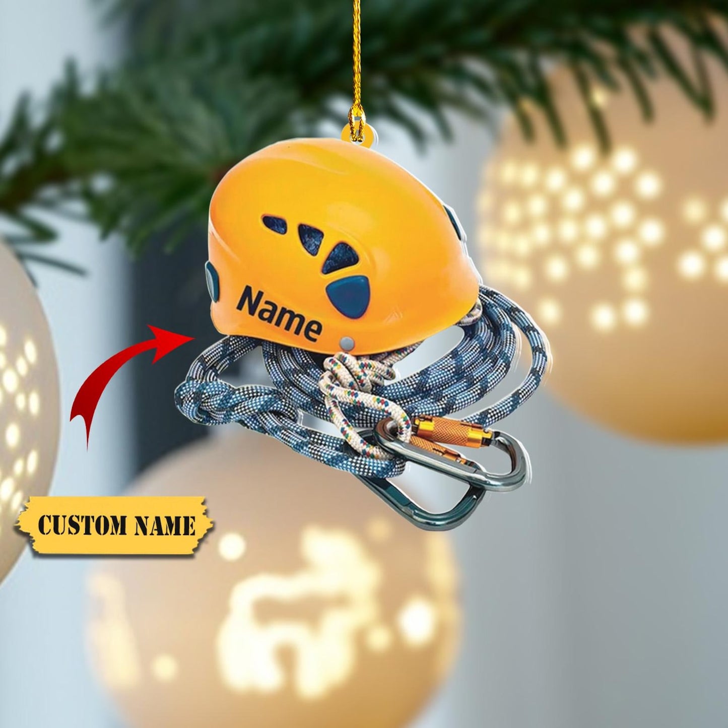 Personalized Rock Climbing Helmet Ornament, Custom Name Climber Ornament ON1361