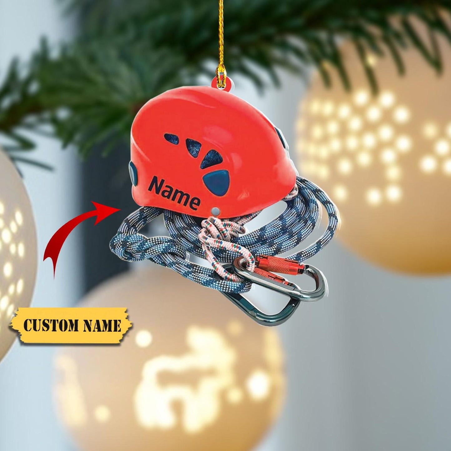 Personalized Rock Climbing Helmet Ornament, Custom Name Climber Ornament ON1361