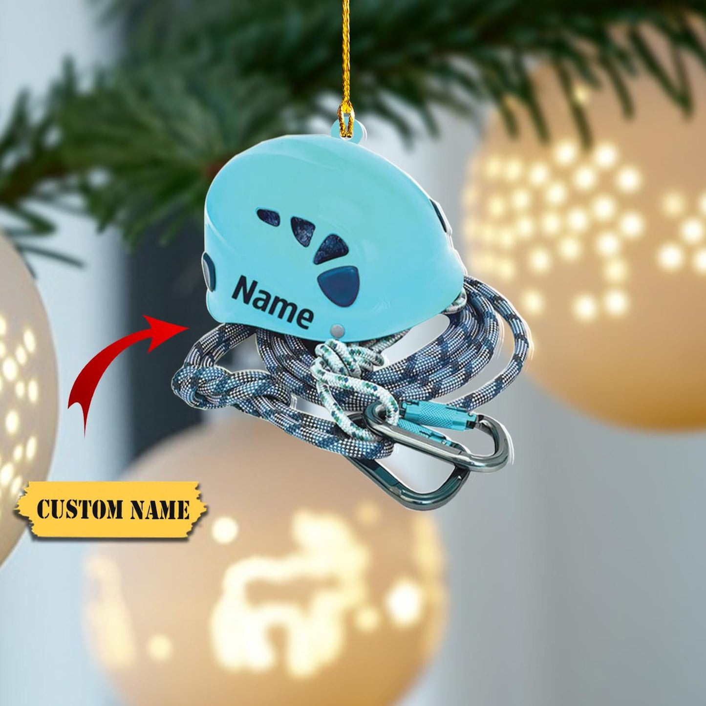 Personalized Rock Climbing Helmet Ornament, Custom Name Climber Ornament ON1361