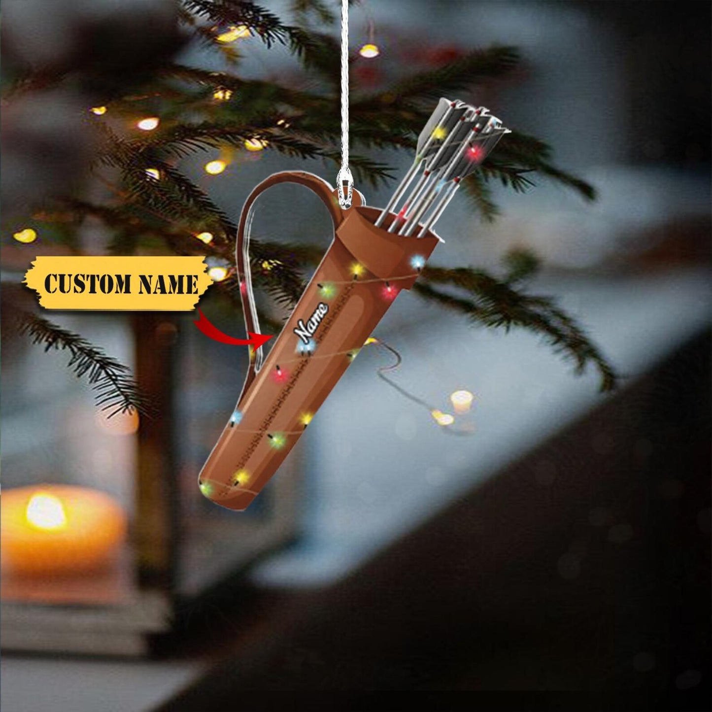 Personalized Archery Bow Christmas Light Ornament, Custom Name Archery Player Ornament ON1352