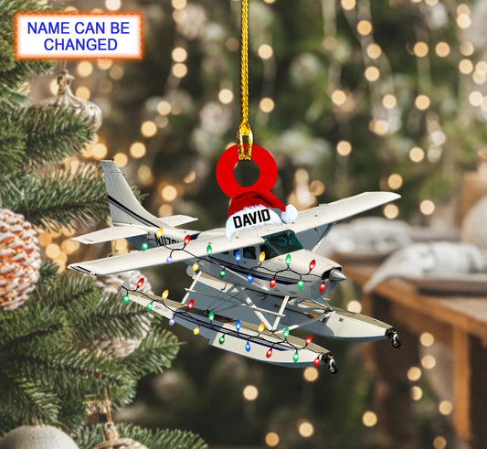 Personalized Seaplane  Christmas Light Ornament, Custom Name Seaplane Ornament ON1641