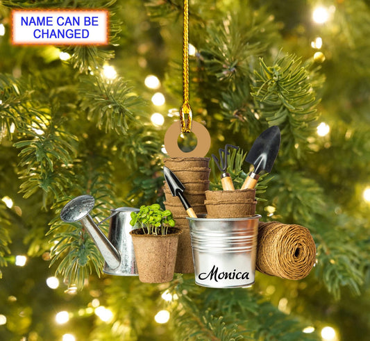 Personalized Garden Tool Christmas Ornament, Custom Name Gardening Lover Ornament ON1251