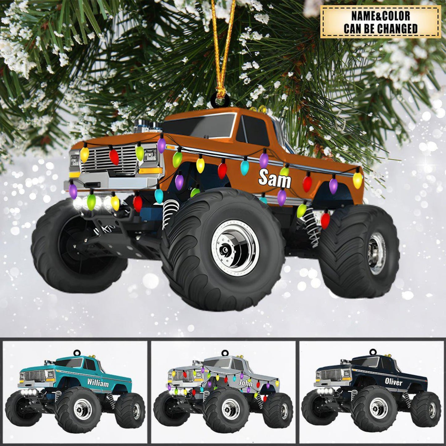 Personalized Monster Truck Christmas Ornament, Custom Name Truck Rider Ornament ON1053