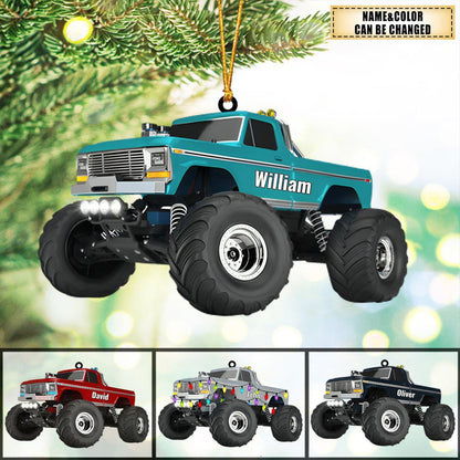 Personalized Monster Truck Christmas Ornament, Custom Name Truck Rider Ornament ON1053