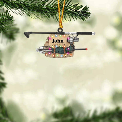 Personalized Fishing Equipment Christmas Ornament, Custom Name Fishing Lovers Xmas Ornament ON1046