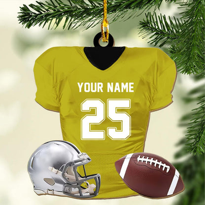 Personalized American Football Jersey Ornament, Custom Football Helmet And Ball Ornament, Custom Name Number Football Player Ornament ON1062