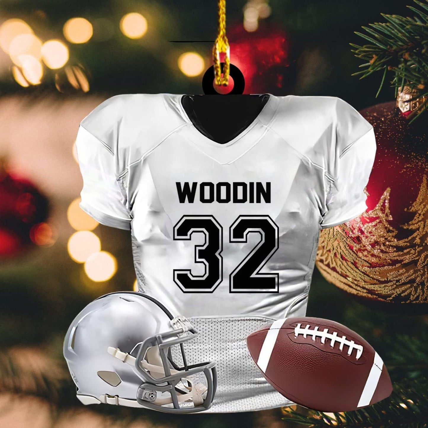 Personalized American Football Jersey Ornament, Custom Football Helmet And Ball Ornament, Custom Name Number Football Player Ornament ON1062