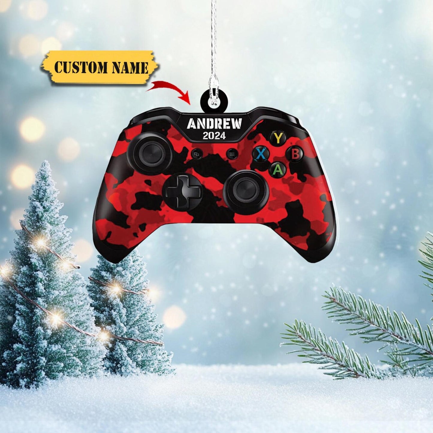 Personalized Gaming Controller Acrylic Ornament, Custom Name Gamer Ornament ON1757