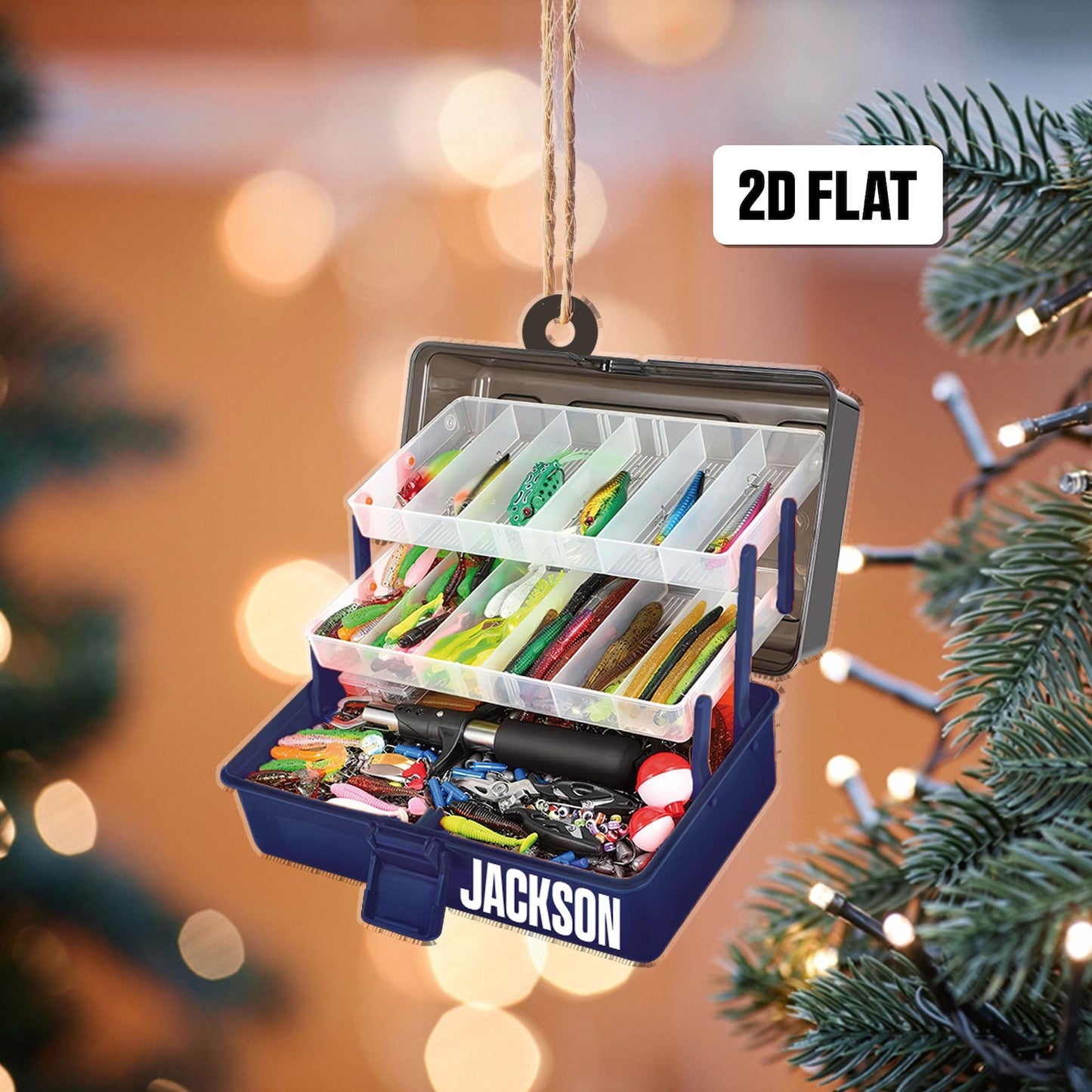 Personalized Fishing Tackle Box Christmas Ornament, Custom Name Fishing Lover Ornament ON1260