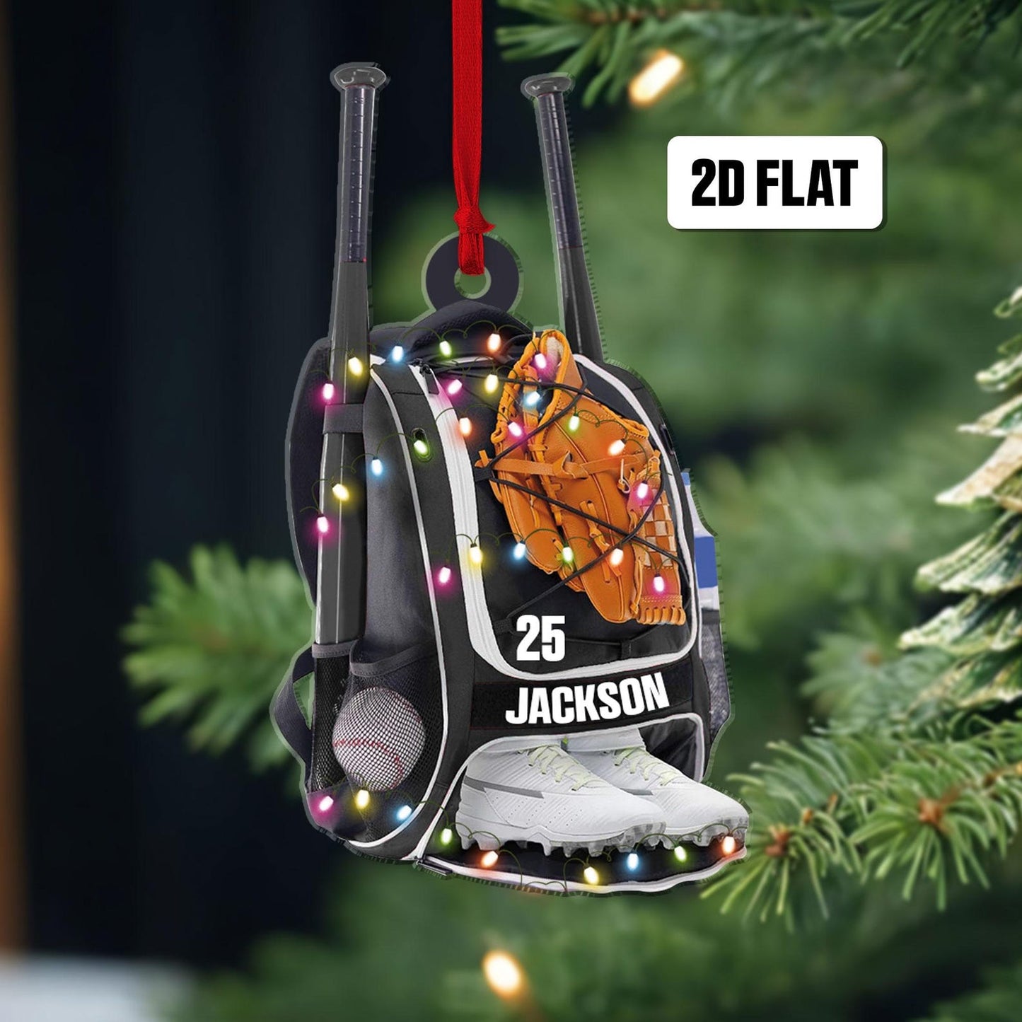 Personalized Baseball Bag Light Christmas Ornament 2024, Custom Name Number Baseball Player Ornament ON1142