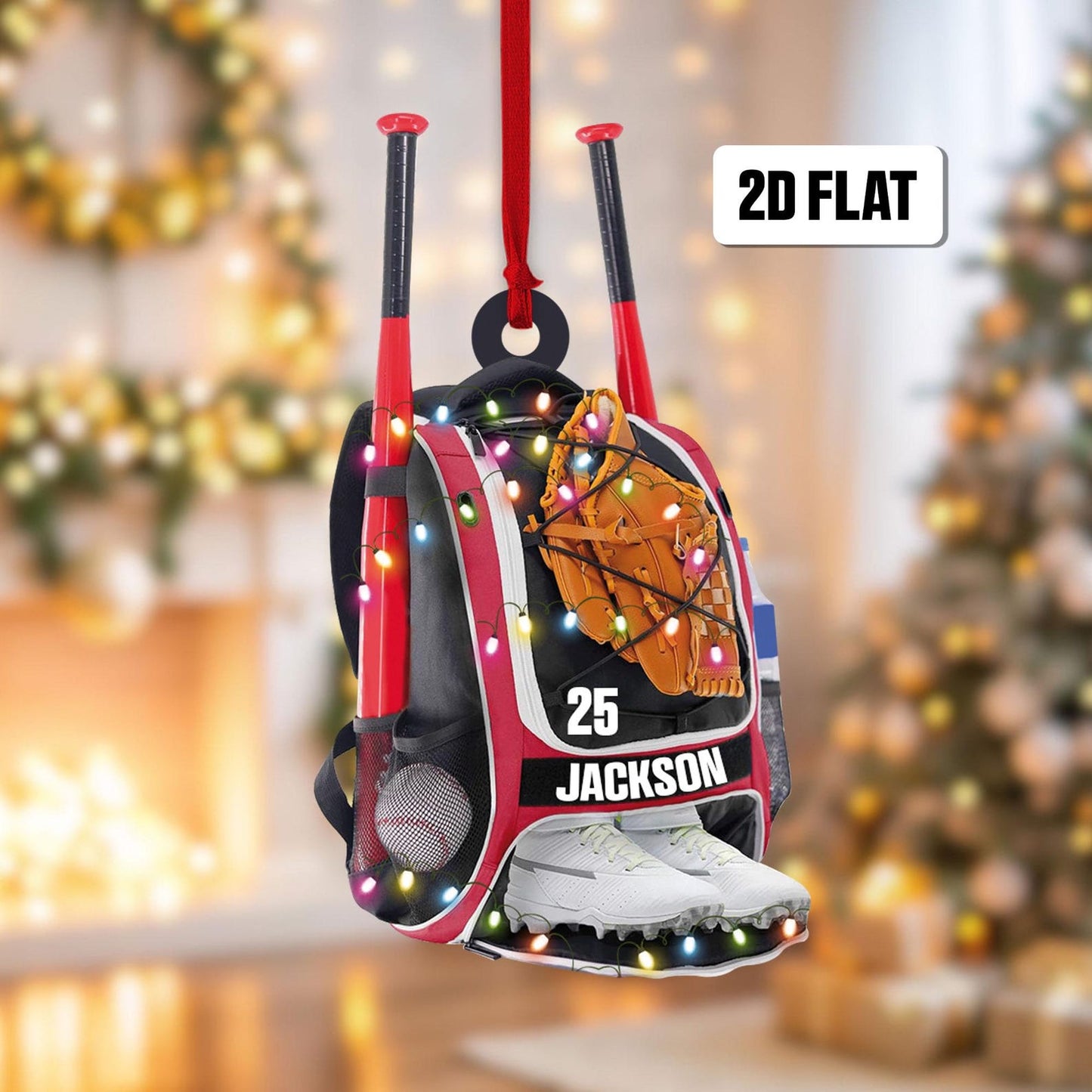 Personalized Baseball Bag Light Christmas Ornament 2024, Custom Name Number Baseball Player Ornament ON1142