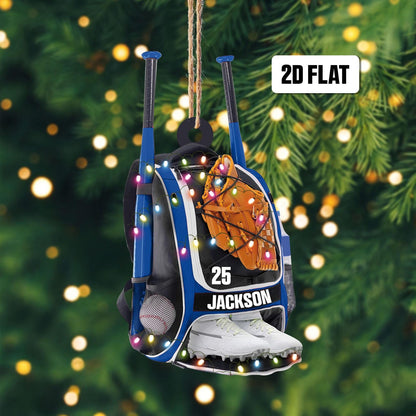 Personalized Baseball Bag Light Christmas Ornament 2024, Custom Name Number Baseball Player Ornament ON1142