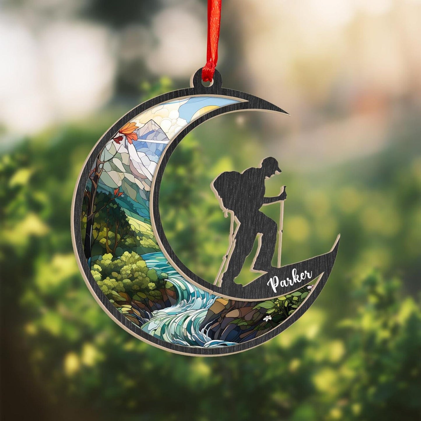 Personalized Hiking Suncatcher Ornament 2024, Custom Name Hiker Ornament ON0708