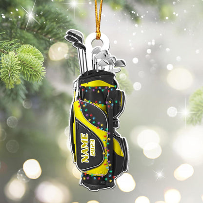 Personalized Golf Bag Light Christmas Ornament, Custom Name Golfer Christmas Ornament ON1081