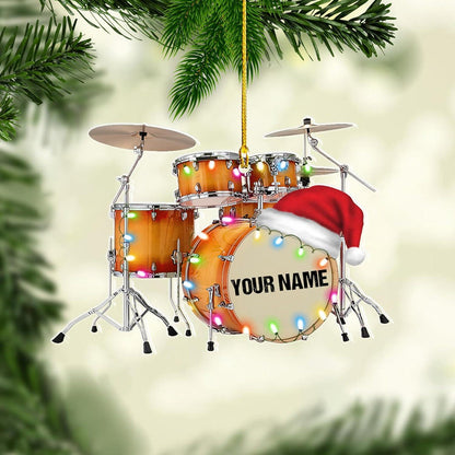 Personalized Drum Set Christmas Light Ornament, Custom Name Drummer Ornament ON1761