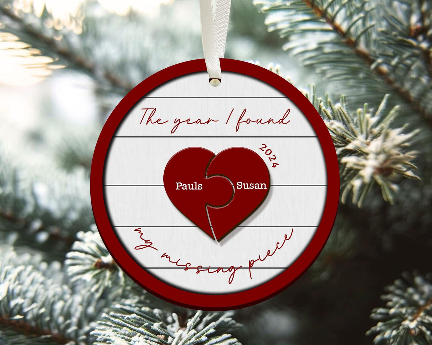 Personalized The Year I Found My Missing Piece Couple Ornament, Custom Couple Christmas Ornament 2024 ON1093