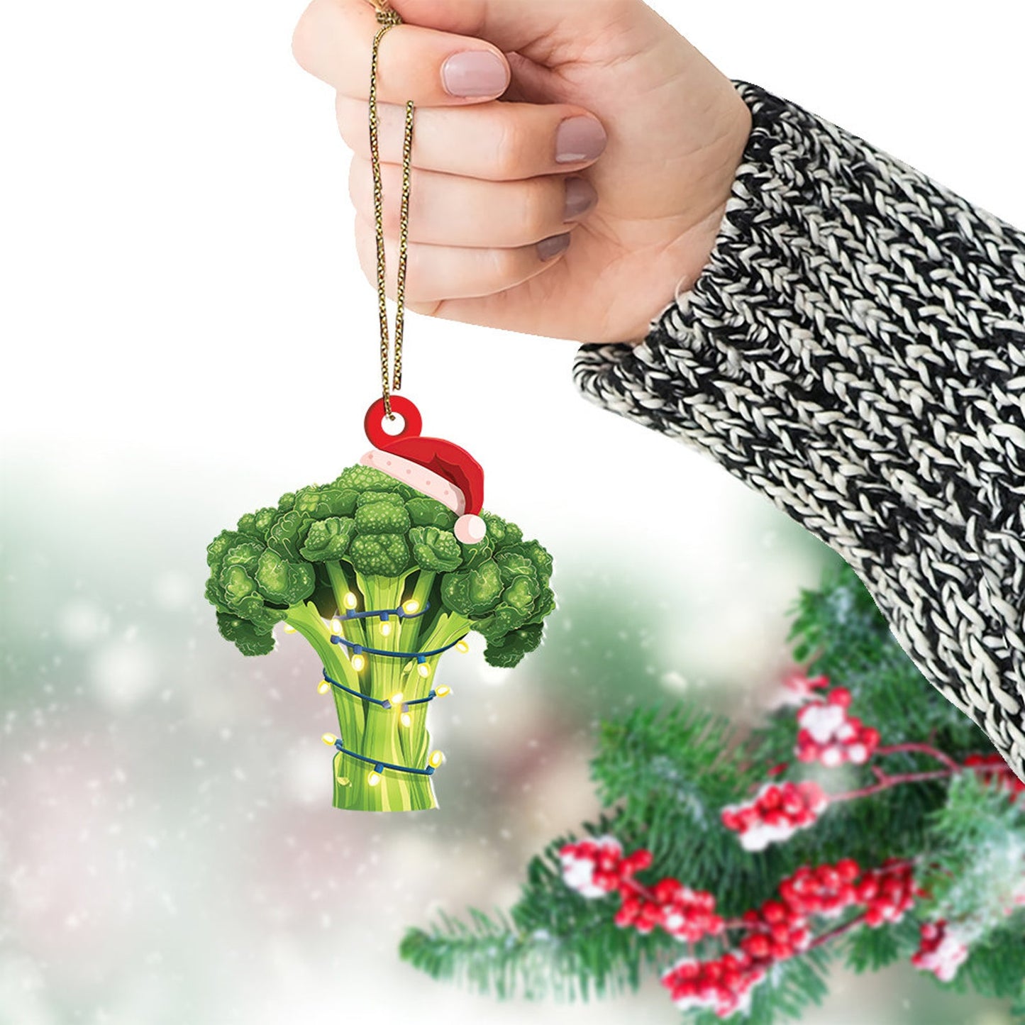 Broccoli Christmas Lights Ornament, Broccoli Lover Xmas Ornament ON1591