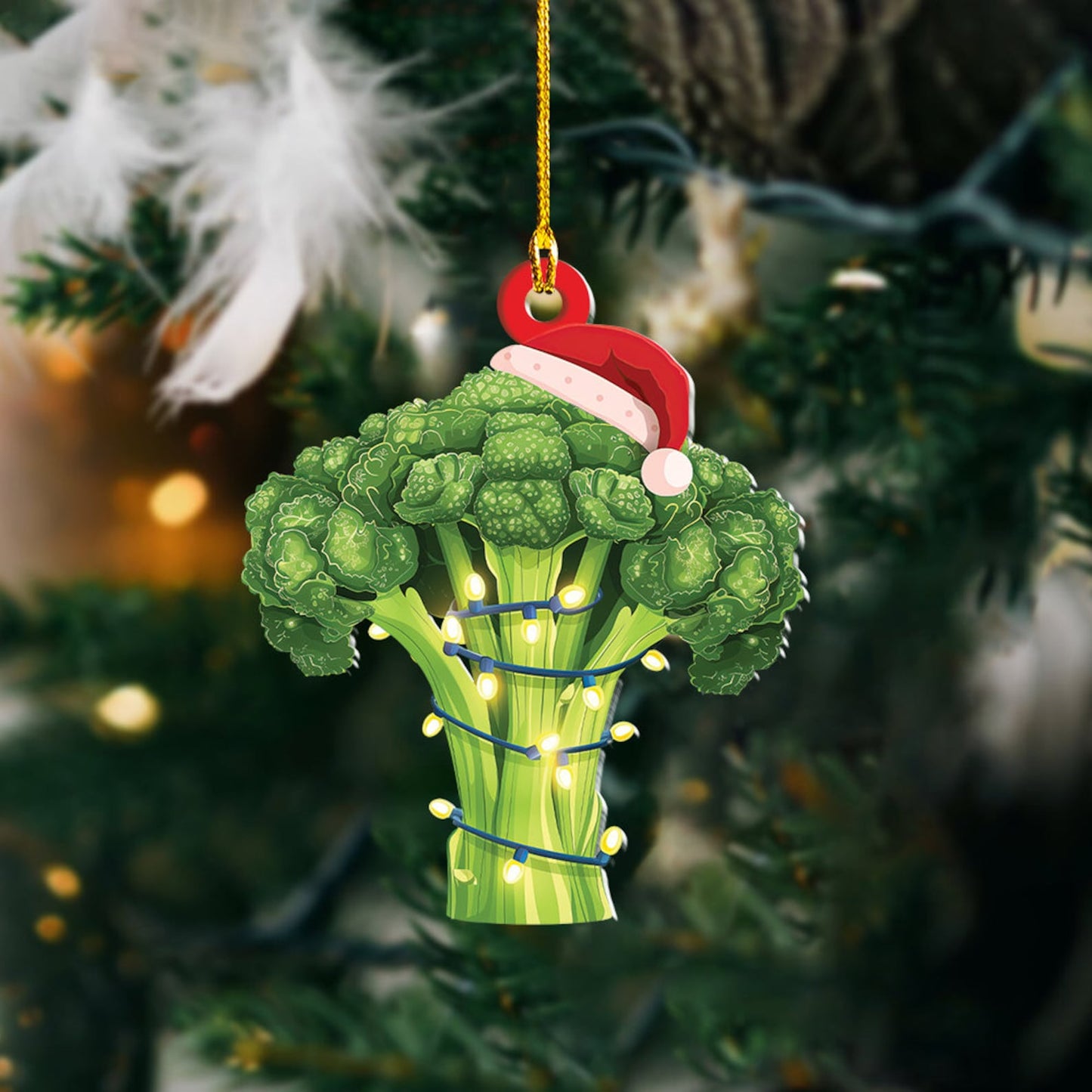 Broccoli Christmas Lights Ornament, Broccoli Lover Xmas Ornament ON1591