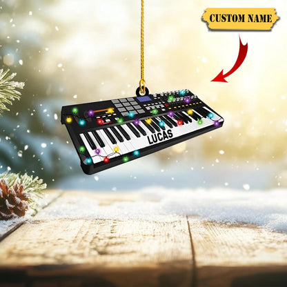 Personalized Electric Keyboard Piano Christmas Ornament, Electric , Custom Name Piano  Lovers Ornament ON1749