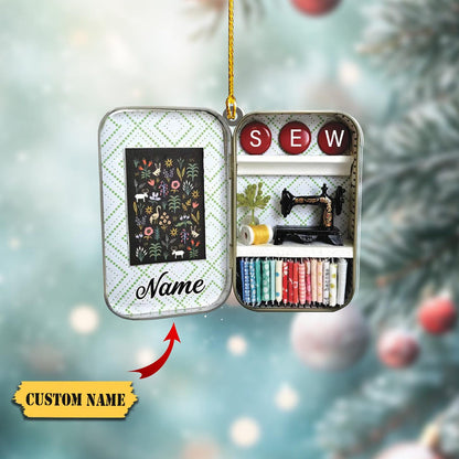 Personalized Sewing Box Ornament, Custom Name Sewing Lovers Ornament ON1577