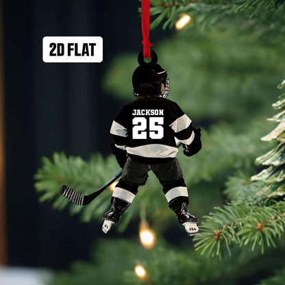 Personalized Kid Hockey Player Ornament, Custom Name Number Hockey Ornament ON1141