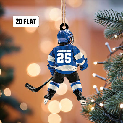 Personalized Kid Hockey Player Ornament, Custom Name Number Hockey Ornament ON1141