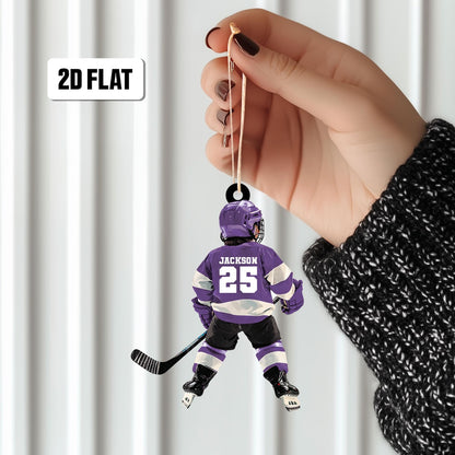 Personalized Kid Hockey Player Ornament, Custom Name Number Hockey Ornament ON1141