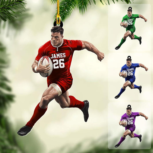 Personalized Rugby Player Christmas Ornament, Custom Name Number For Rugby Player Ornament ON1688