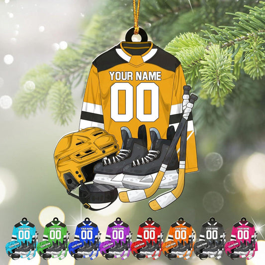 Personalized Hockey Outfit Christmas Ornament 2024, Custom Name Number Hockey Players Ornament ON1690