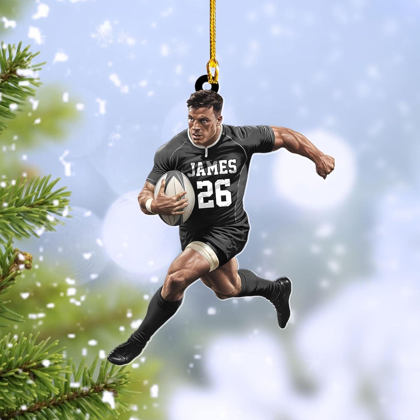 Personalized Rugby Player Christmas Ornament, Custom Name Number For Rugby Player Ornament ON1688